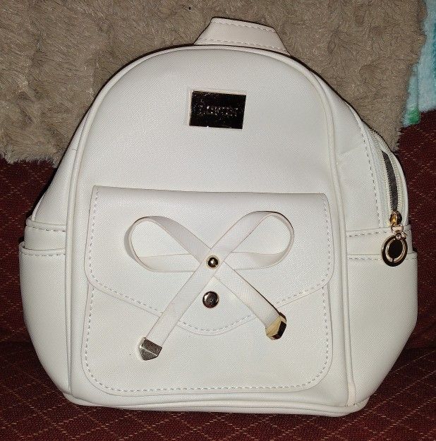 LC Fun White Mini Leather Backpack 