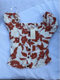 Monteau Los Angeles floral smocked/puff-sleeve
