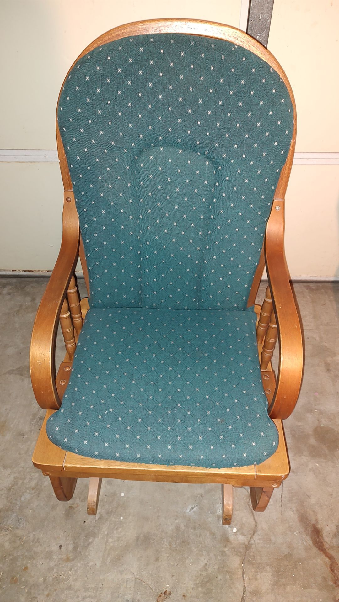 Solid Wood Long Back Rocking Chair w/ Spring & Cushion
