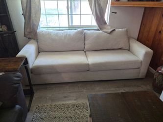 Beige Fabric Two-Cushion Sofa