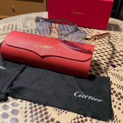 C Brown Wood Blue Sunglasses 