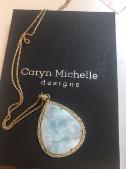 Gold & Diamond Necklace with Blue Gem