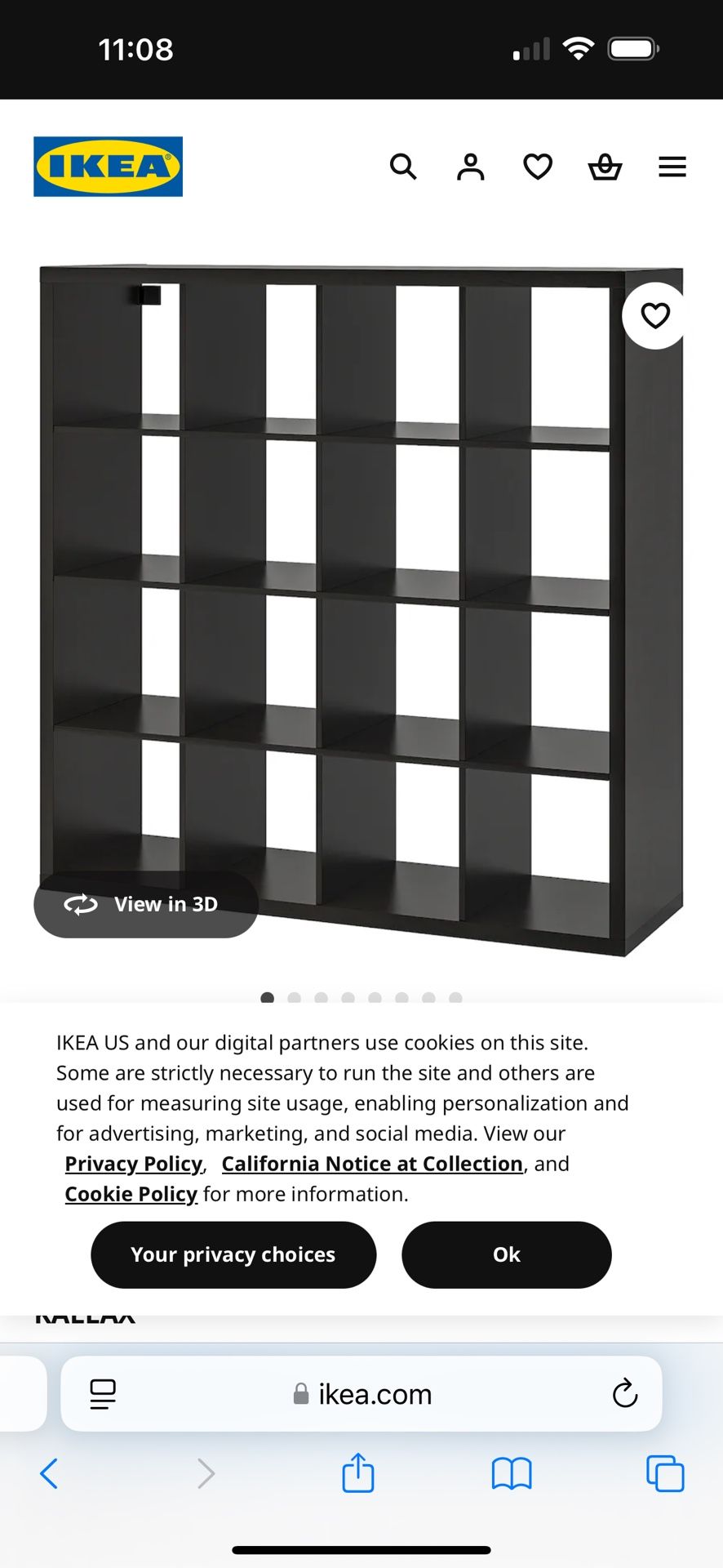 IKEA Kallax Expedit Black Brown Bookcase, Shelving Unit, Storage, Room Divider