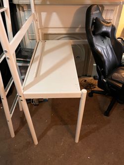 Metal bunk bed with desk
