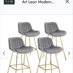 Modern Swivel Velvet Barstool (Set of 4) - Grey
