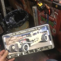 Vintage Felix Chevy Cadillac License Plate Frame O.G