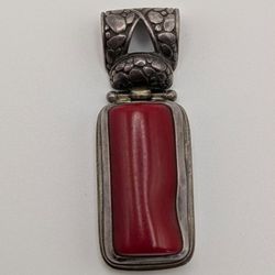 Vintage Sarda Red Coral Sterling Silver Pendant 14.43 Grams