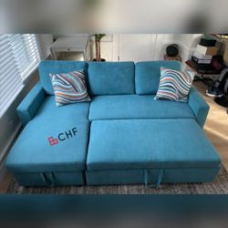 Sectional Sofa With Storage Chaise And Pull Out Sofa Bed 