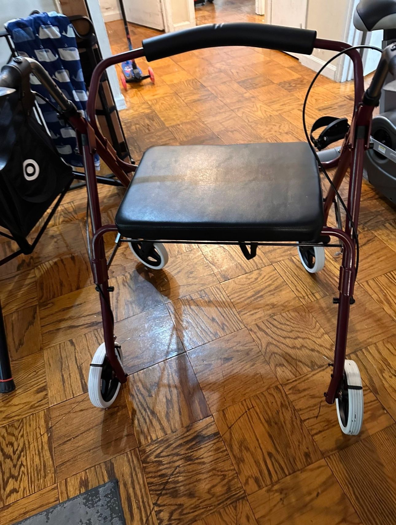 DMI Lightweight Rollator Walker With Seat & Padded Backrest, FSA HSA, 32"-36" Adjustable Height W/ Loop-lock Handbrakes, Supports Up To 375 Lbs, Baria