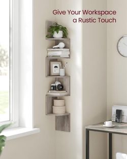 5-Tier Corner Shelf, Corner Shelving Unit, Corner Storage Stand, 38.3 x 27 x 139 cm, Living Room, Bedroom, Kitchen, Somber
