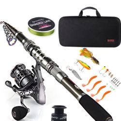 Fishing Rod Combos with Telescopic Fishing Pole Spinning Reels Fishing Carrier Bag