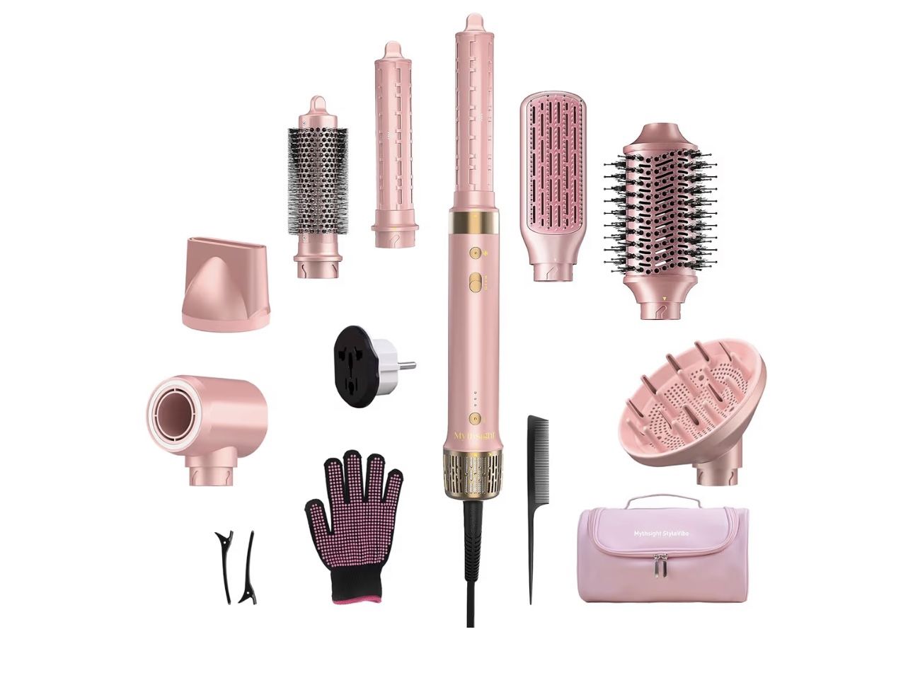 Mythsight StyleVibe 8-in-1 Hair Dryer & Styler Set – Brand New (Pink)