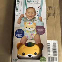 Infantino 2-in-1 Music & Lights Doorway Baby Jumper, Fox Motion-Activated Toy, Unisex 4+ Months, Mul