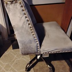 Grey Velvet Office Chair