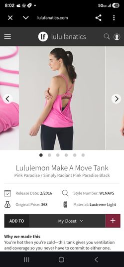 Lululemon Make A Move Tank – Pink Paradise