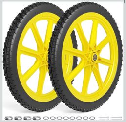 20" Flat Free Wheels Compatible with rubbermaid Wheelbarrow Tires, 2 Pack