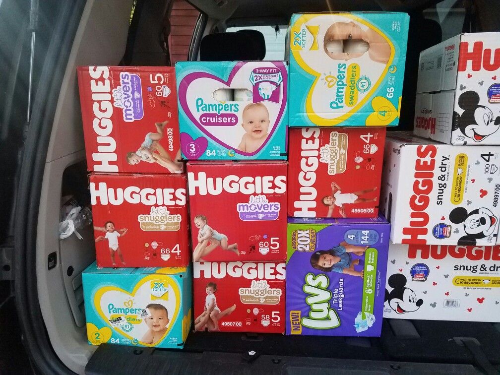 Diapers pampers- Huggies -Luvs Unopened boxes $22 each