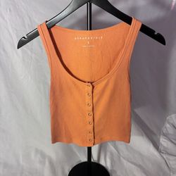Aeropostale Ribbed Snap Front Cropped Tank Top
