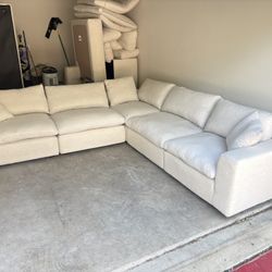 Beige 5 Piece Modular Cloud Sectional Sofa 