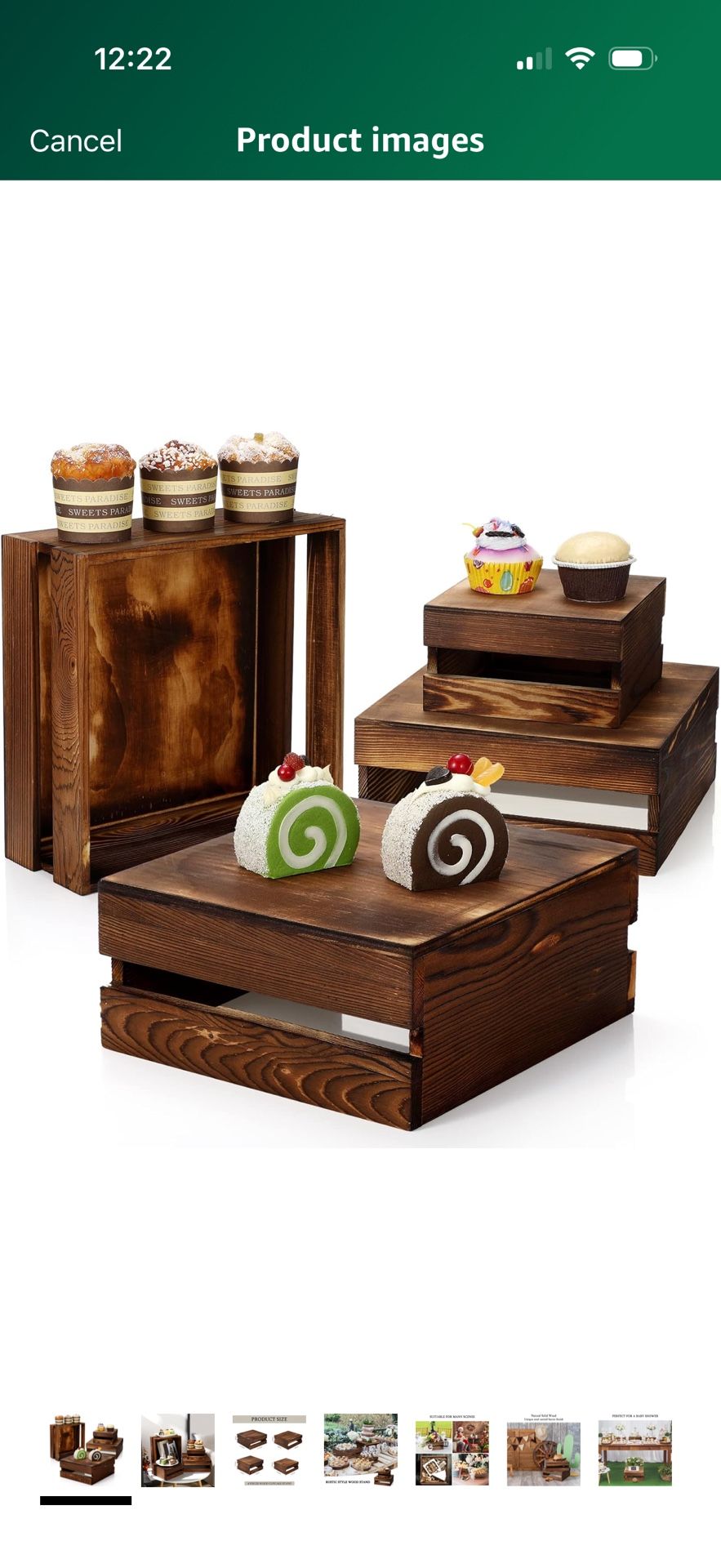Sieral 4 Pieces Wood Cupcake Display Stand Decorative Dessert Appetizer Cake Stand Risers Wooden Crate Rustic Cake Risers for Storage for Party Christ