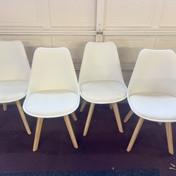 4x Modern Dining Chairs, White, Set of 4
