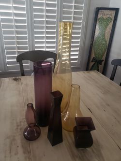 Deep purple and gold glass vases