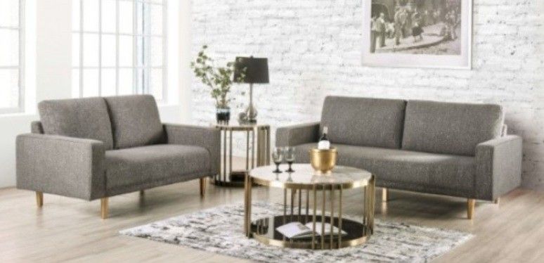 Brand New Grey Modern Style Sofa & Loveseat