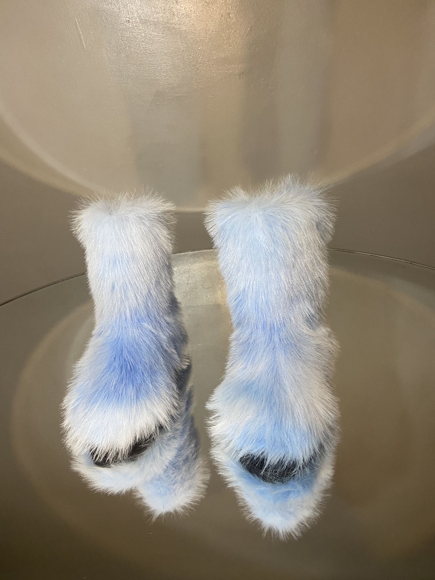 Blue Faux Fur Boots Size 9