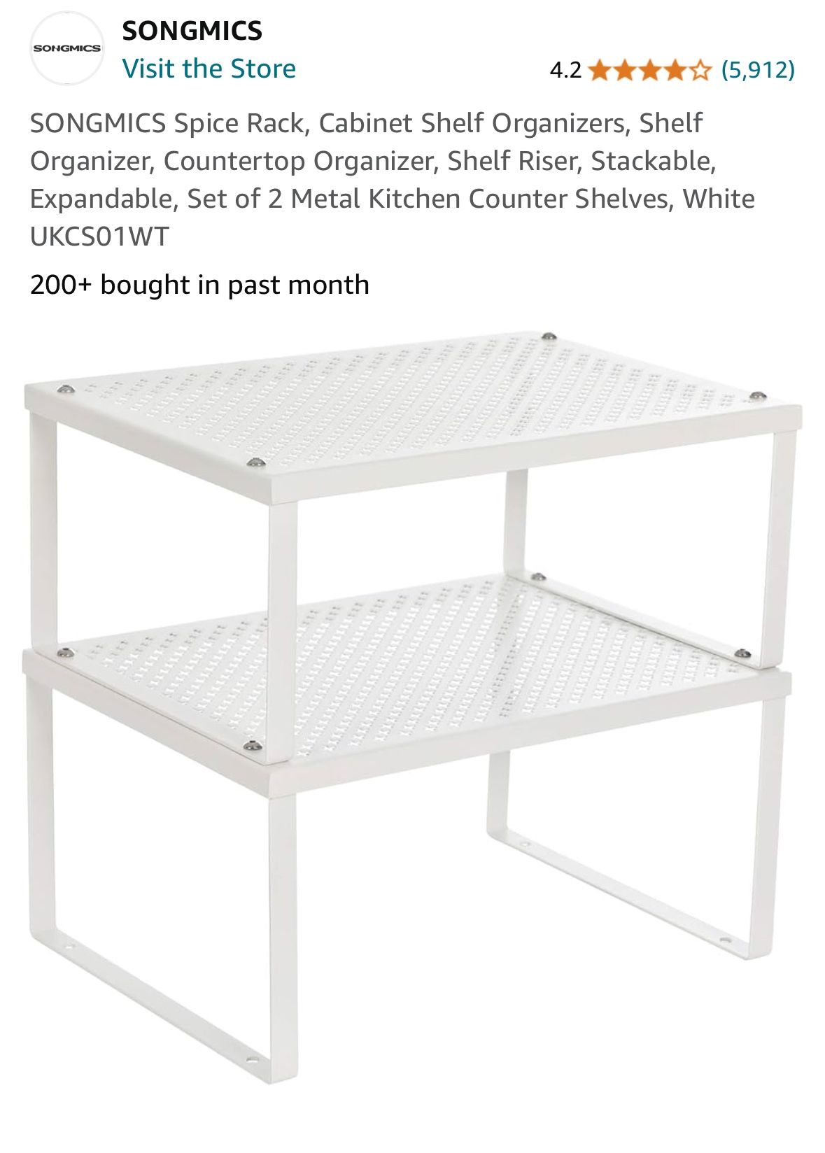 Songmics Cabinet Shelf Silver Gray