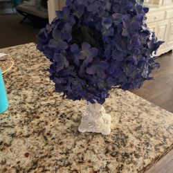 Purple Hydrangea In A Shabby Chic White Vase