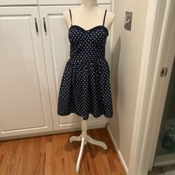 Navy Polkadot Dress Size Large