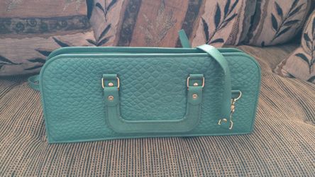 Women's Chic Teal Faux Leather Structured Carrying case w/ Strap
