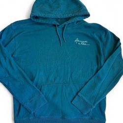 Mens Dark Green/ White Abercrombie & Fitch Pullover Hoodie Sweater Size Large
