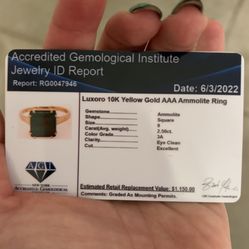 Luxoro 10K Yellow Gold AAA Ammolite Ring