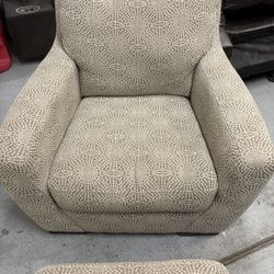 Green And White Chair And Ottoman
