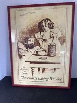 Cleveland’s Baking Powder 1898 Advertising Print Learning to Cook Framed 16x12