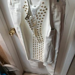 Leather Pants And Shirt, White Leather CAL Pants Size Sm And Shirt By Esley Size M And Umgee Leather Skirt