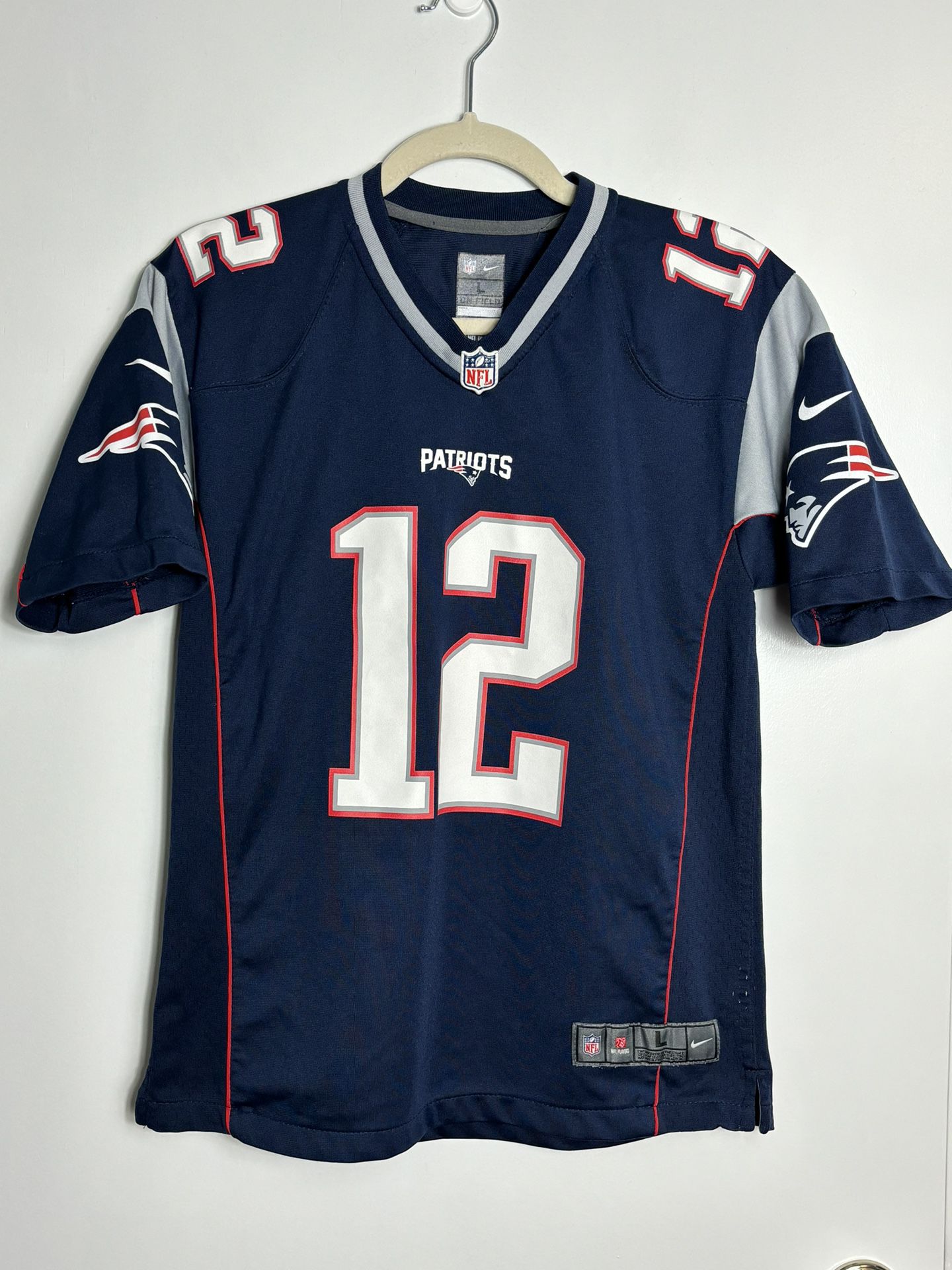 Youth NFL Nike New England Patriots Tom Brady On Field Blue #12 Jersey Kids Sz L
