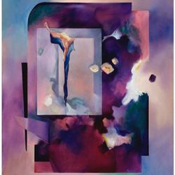 Famous Artist Signed Abstract Original Oil Painting or Limited Edition Acrylic Reproduction On A Stretched Archival Canvas