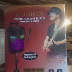 Santana Mumbo 8 Portable Karaoke Set Speaker Microphone Stand LED Lights NEW