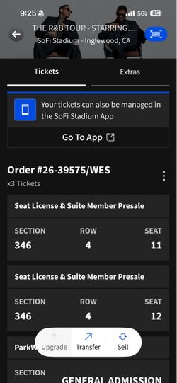 Aisle seats Premier sec 346 row 4 Usher & Chris Brown tickets the R&B tour under face value 9/25 Have parking also