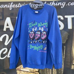 Vtg California Raisins “Dont Worry Be Happy” California Clown Sweatshirt L