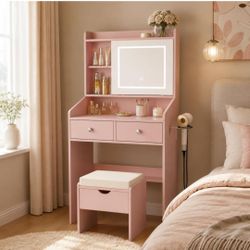 vanity desk with sliding mirror