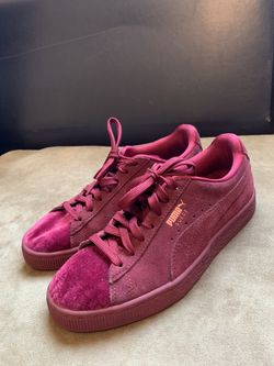 Burgundy Puma Suede Velvet Sneakers