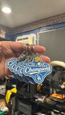 Dodgers World Series champions keychain