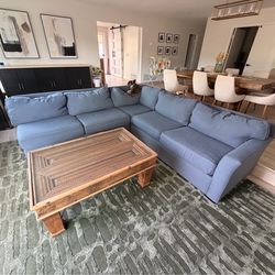 4-Piece Sectional Sofa Navy Blue $300 | Living Spaces Aspen | Pickup Only