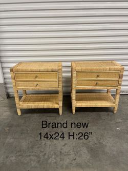 Two same brand new wicker nightstands set of two