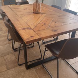 Custom Built Solid Wood Dining Table & Chairs