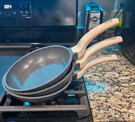 (3)  Carote 8 Inch Nonstick Frying Pans Skillet Stone Cookware Granite Coating Kitchen