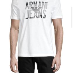 Armani Jeans By Giorgio Armani Logo Graphic T-Shirt Size XL White 
